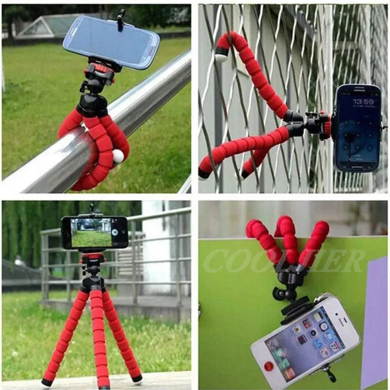 COOLJIER Flexible Sponge Octopus Mini Tripod With Bluetooth Remote Shutter For iPhone mini Camera Tripod Phone Holder clip stand