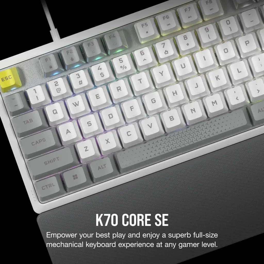 Corsair K70 CORE SE RGB Mechanical Gaming Keyboard with Palm Rest (Cherry MLX Red Switch) Off-White 灰白色 CH-9109D1E-NA