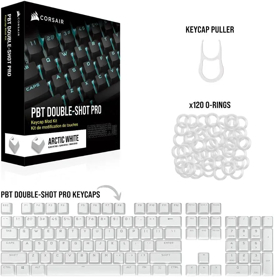 Corsair PBT DOUBLE-SHOT PRO Keycap Mod Kit - Arctic White CH-9911040-NA