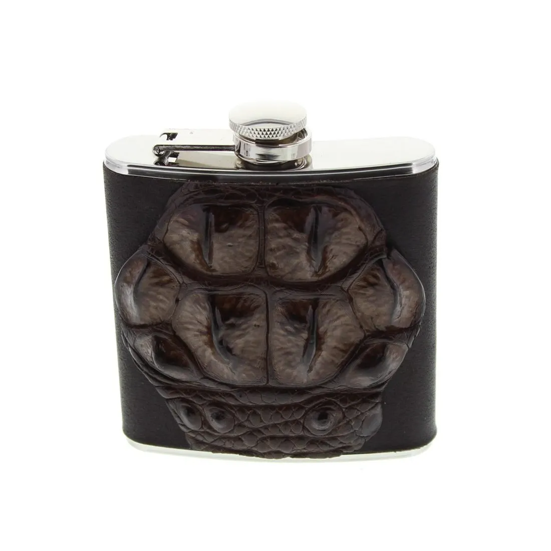 Crocodile Leather Covered Hip Flask