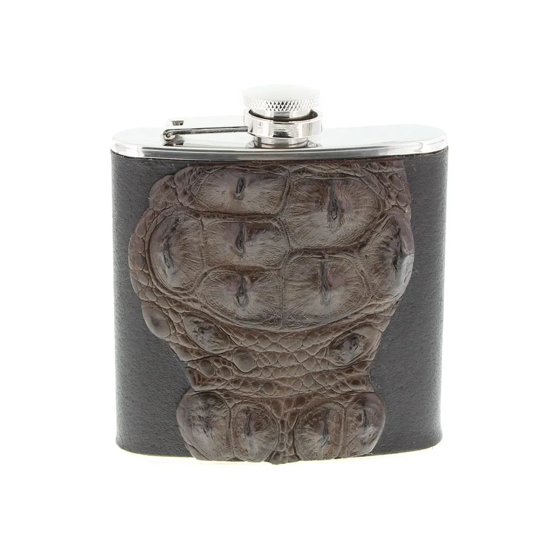 Crocodile Leather Covered Hip Flask