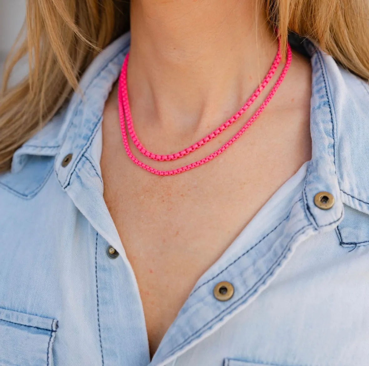 Double Strand Hot Pink Necklace