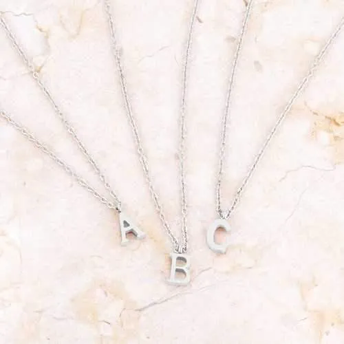 Elaina Rhodium Stainless Steel Y Initial Necklace