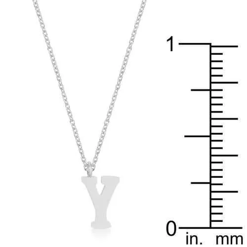 Elaina Rhodium Stainless Steel Y Initial Necklace