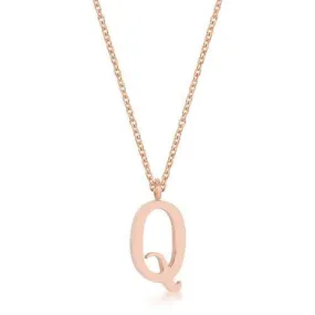 Elaina Rose Gold Stainless Steel Q Initial Necklace