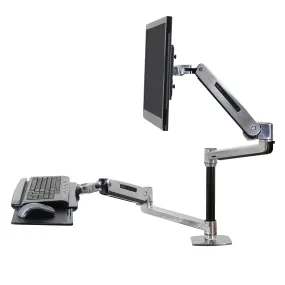 Ergotron Workfit-Lx Sit-Stand Desk Mount System - Mounting Kit (Articulating Arm, Pole, Keyboard Arm, 2 Extension Bracke