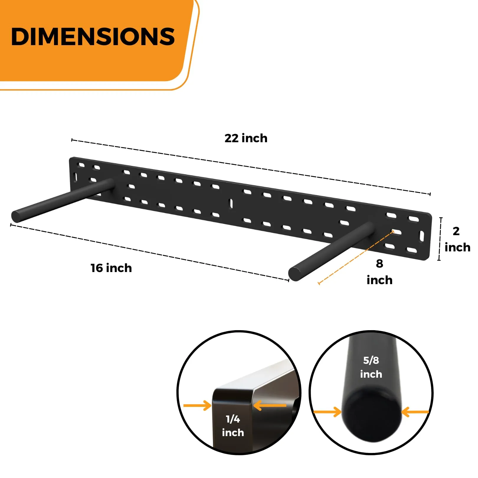 Extra Thick Steel Heavy Duty Floating Shelf Brackets 22 Inch 4 Inch Rod