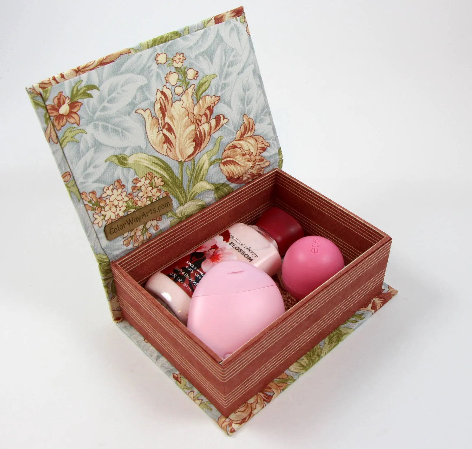 Fabric covered box DIY kit, small box cartonnage kit 102, Online instructions included