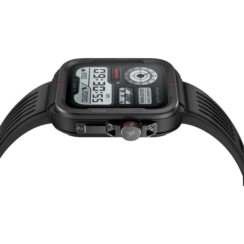 Fastrack Active with 4.64 CM UltraVU HD Display and Functional Crown Rugged Smartwatch with Auto Multisport Recognition, 38101PP01