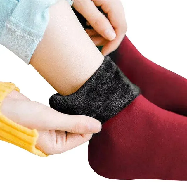 Female Winter Fleece Thick Warm Socks Soft Comfortable Solid Color Home Floor Thick Stocking Soft Boots Sleeping Socks