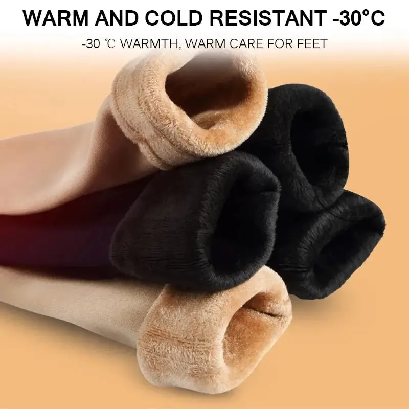 Female Winter Fleece Thick Warm Socks Soft Comfortable Solid Color Home Floor Thick Stocking Soft Boots Sleeping Socks