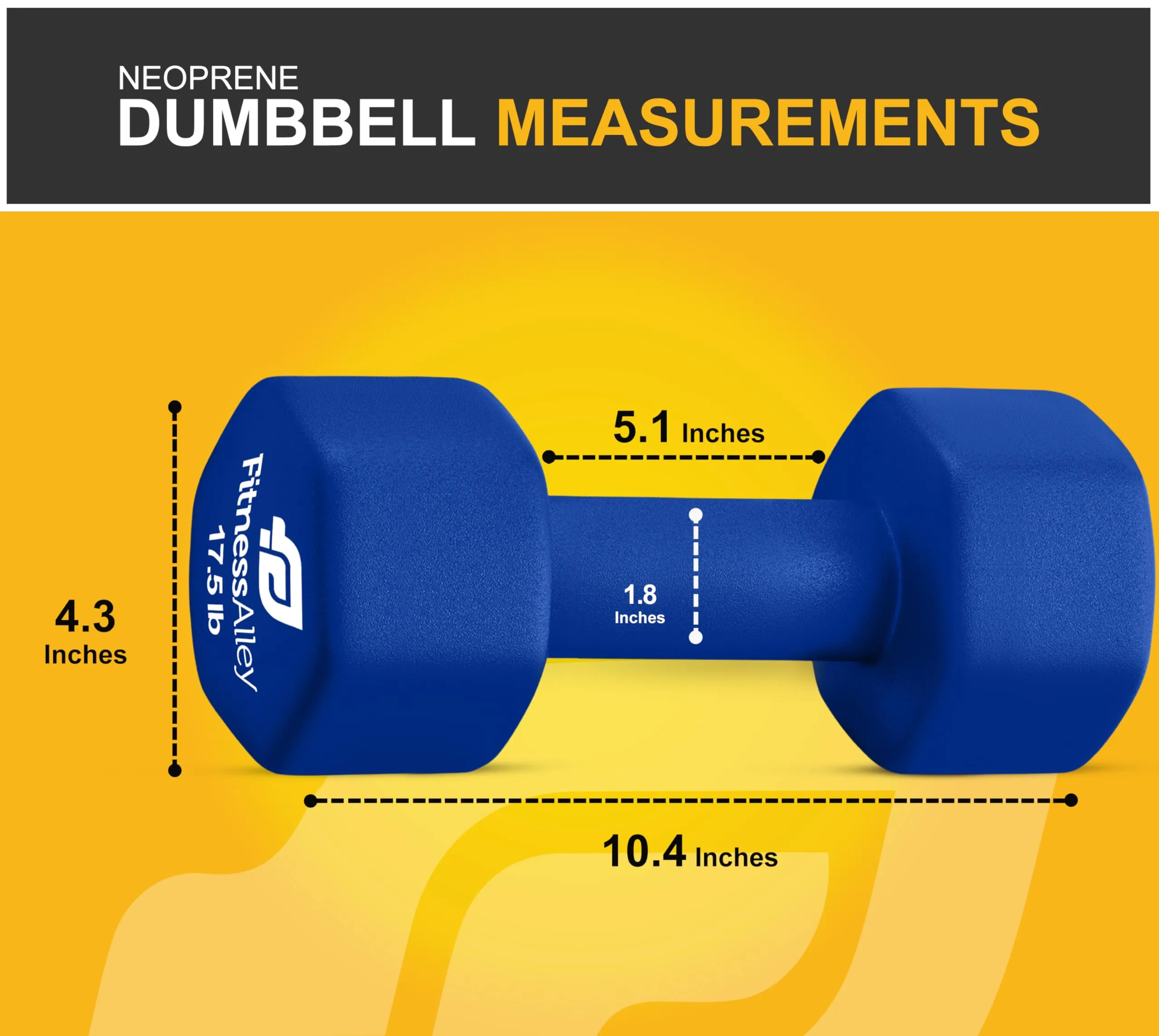 Fitness Alley 17.5lb Hex Neoprene Dumbbells Non Slip Hand Weights Pair Blue