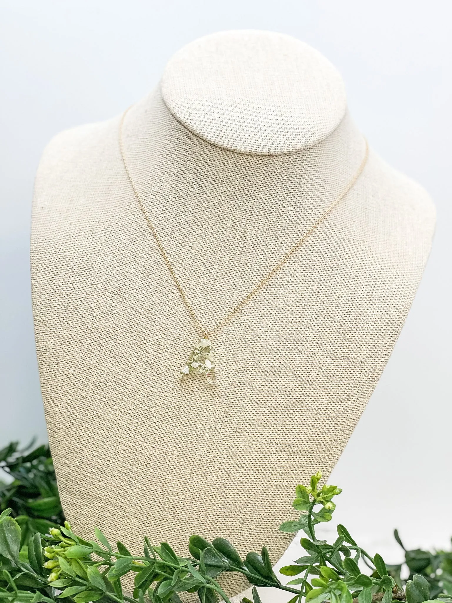 Flower Initial Pendant Necklace