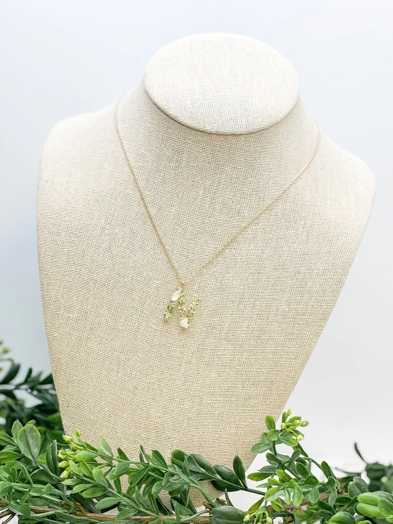 Flower Initial Pendant Necklace