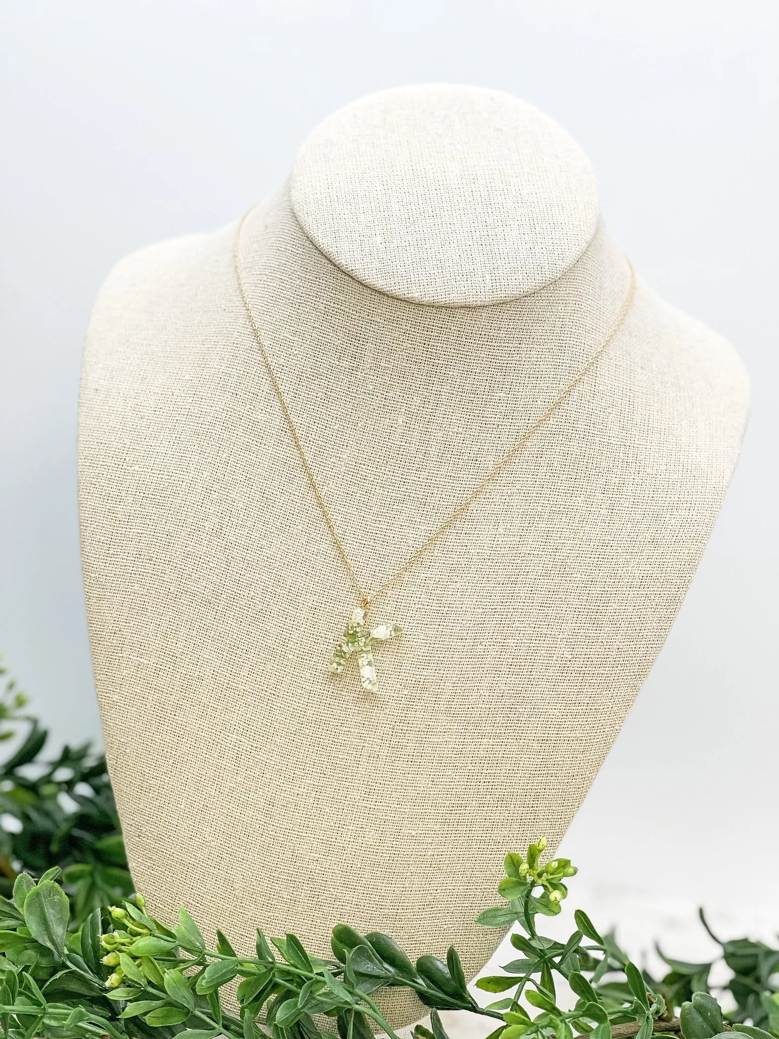 Flower Initial Pendant Necklace