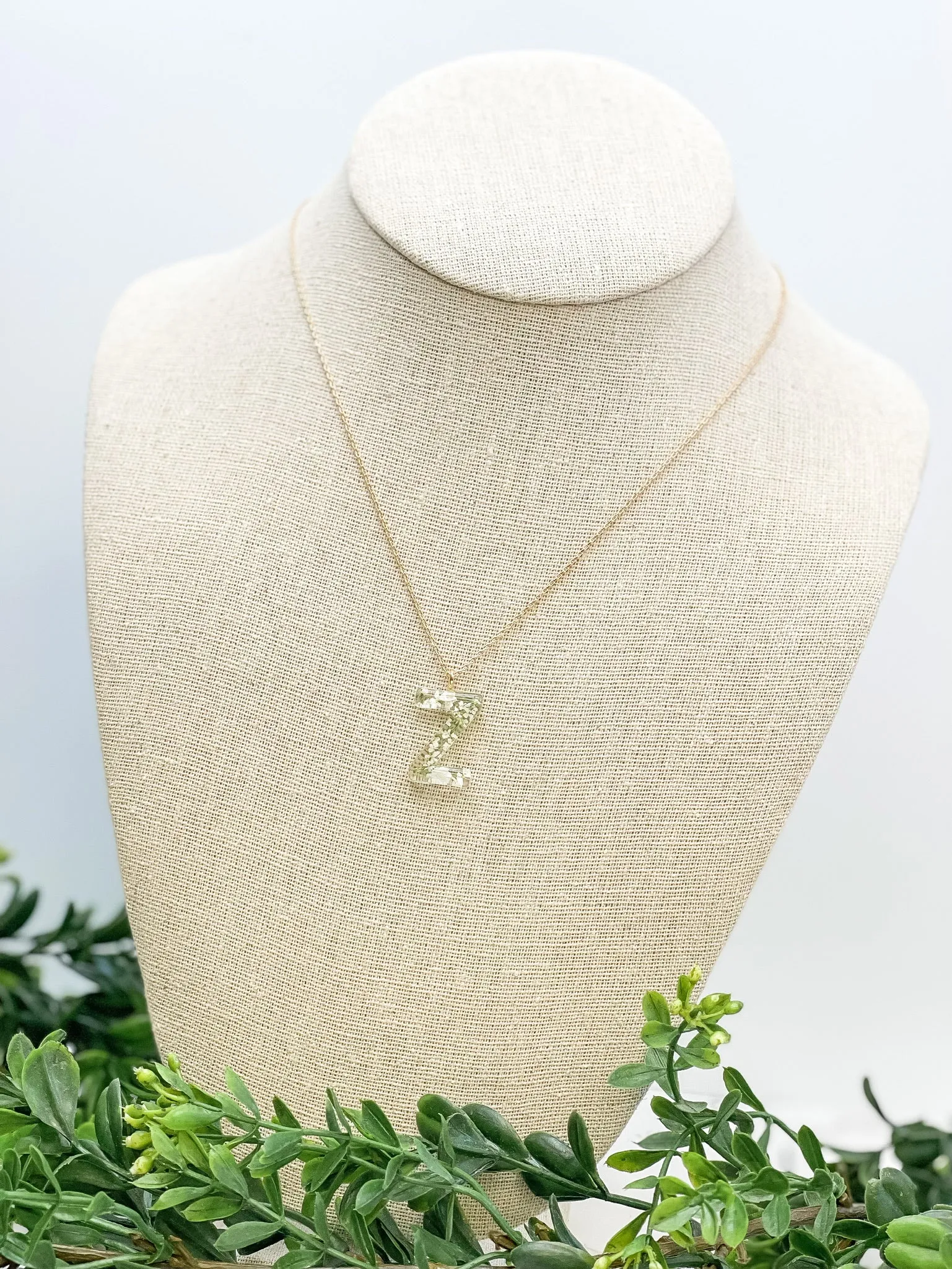 Flower Initial Pendant Necklace