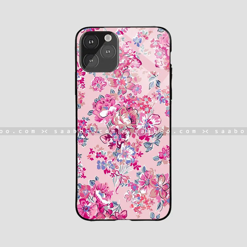 Glossy Protective Case With Pink Flower