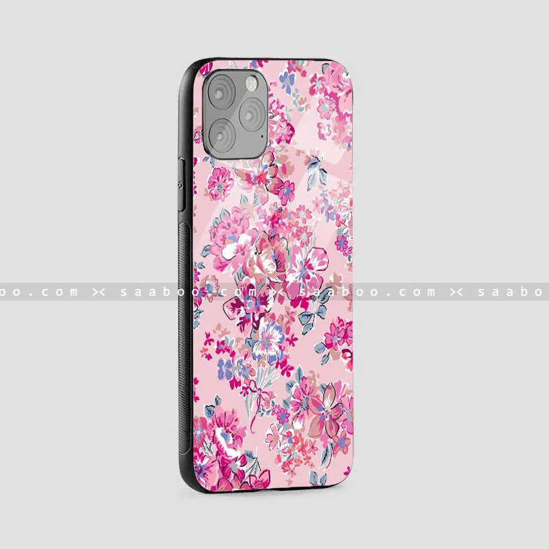 Glossy Protective Case With Pink Flower