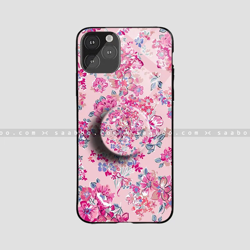 Glossy Protective Case With Pink Flower