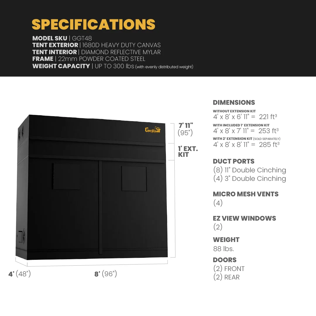 Gorilla Grow Tent 4x8 Pro