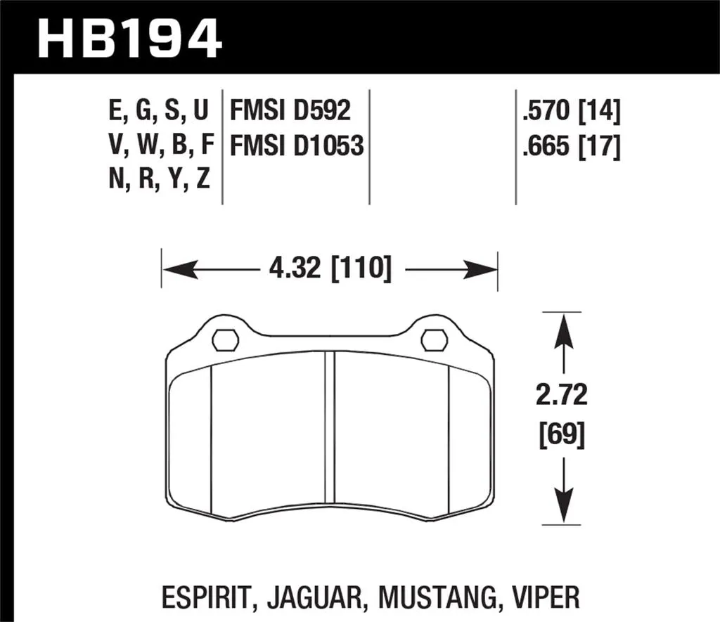 Hawk HPS Brake Pads Dodge Charger SRT Hellcat (2020) Rear Set HB194F.570