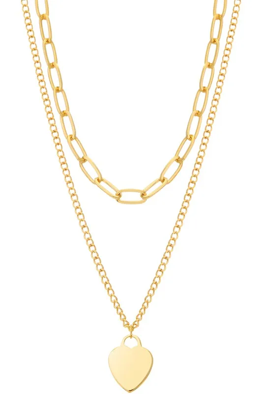 Heart Chain Necklace-Gold