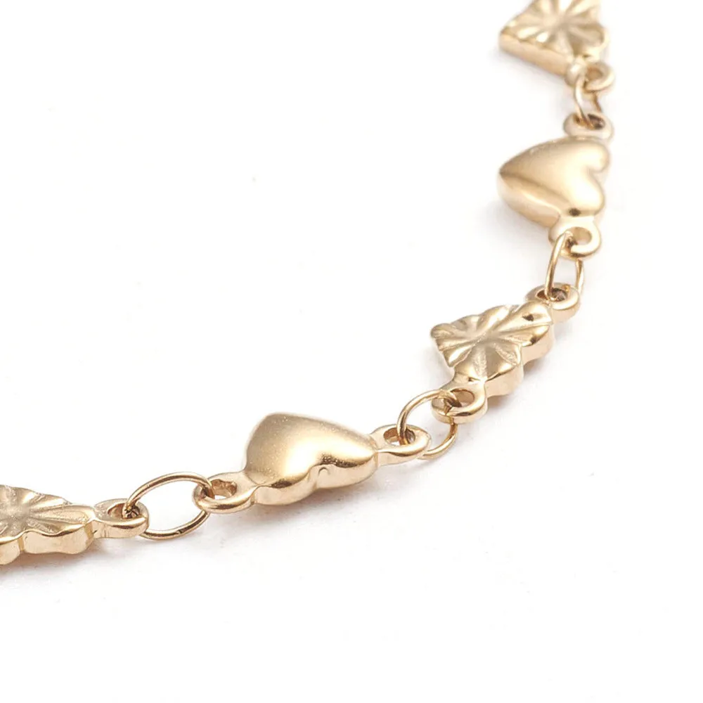 Heart Link Bracelet - Plated Stainless