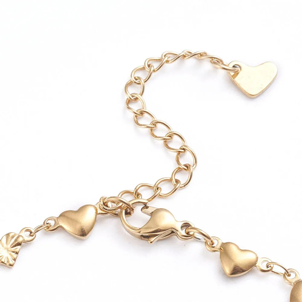 Heart Link Bracelet - Plated Stainless