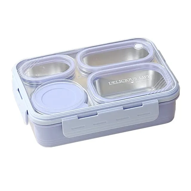 Hearty Meal 4-Compartment Bento Lunch Box with Bowl