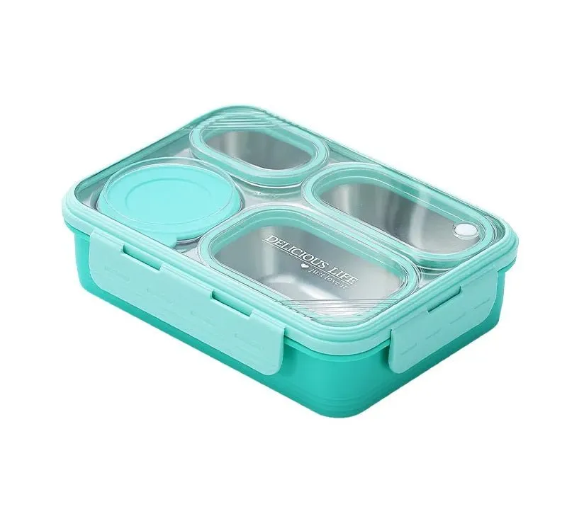 Hearty Meal 4-Compartment Bento Lunch Box with Bowl