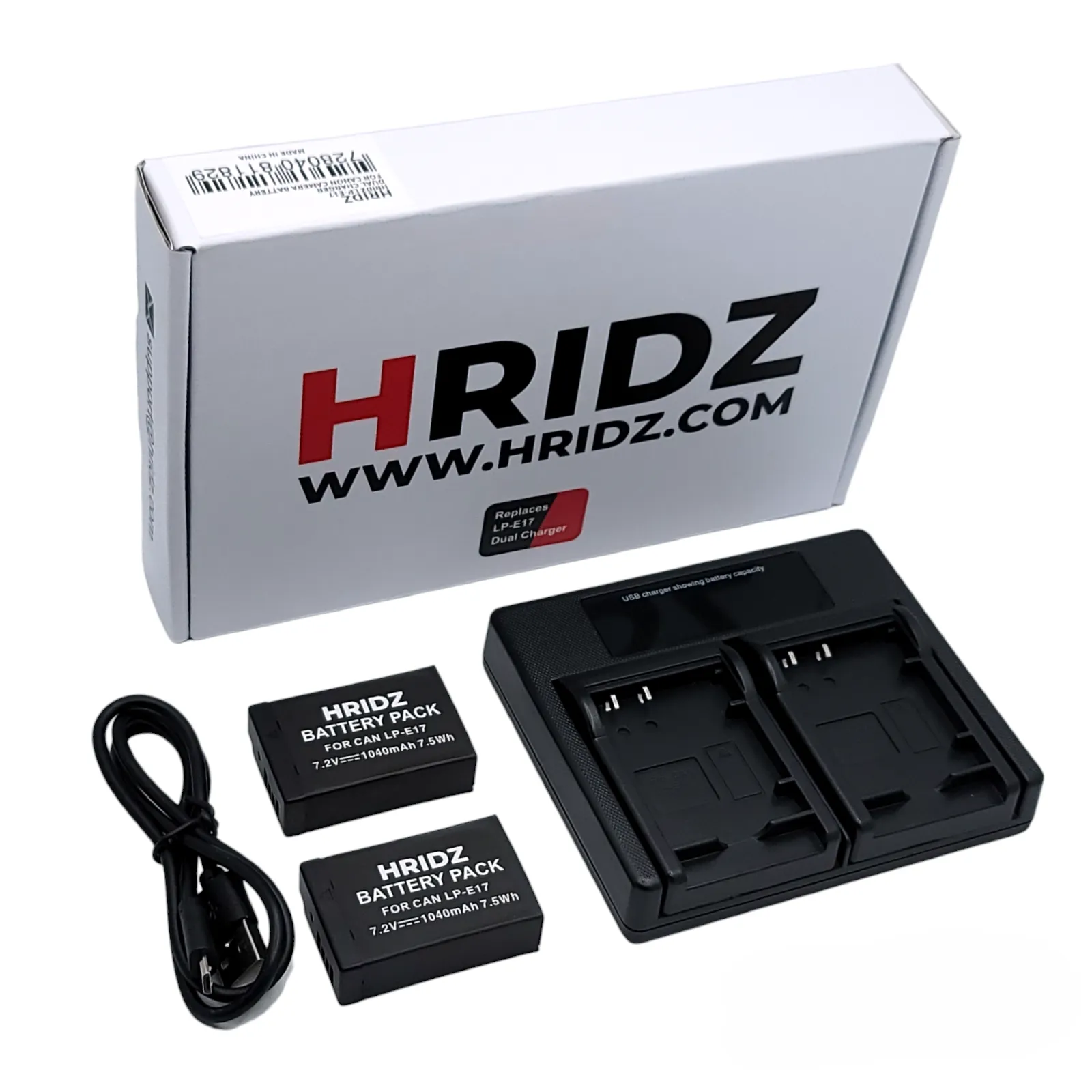 Hridz LP-E17 Batteries & Dual Charger For Canon EOS M6 200D 200D 77D 750D 760D 8000D