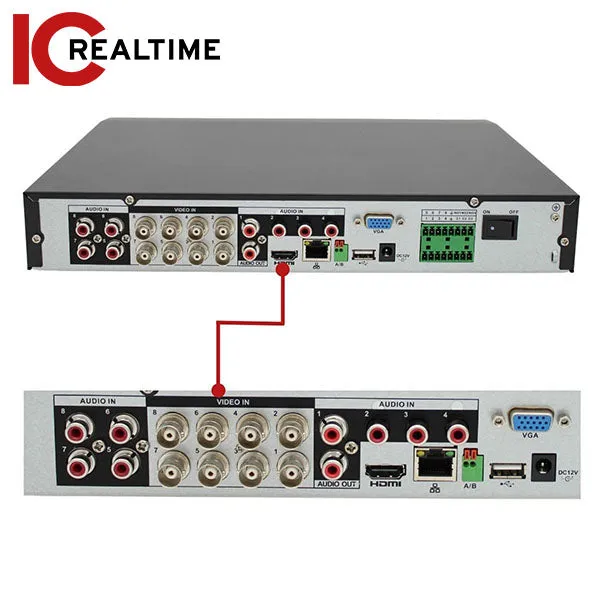 IC Realtime - HDVR-MX0804-1U5MP-AI2 / 8Ch Coax   4 IP / Shelf-Mount Pentabrid / 10TB Max (Starting At 2TB HDD) / 5MP/6MP (Coax/ IP) Support / 64Mbps Bandwidth