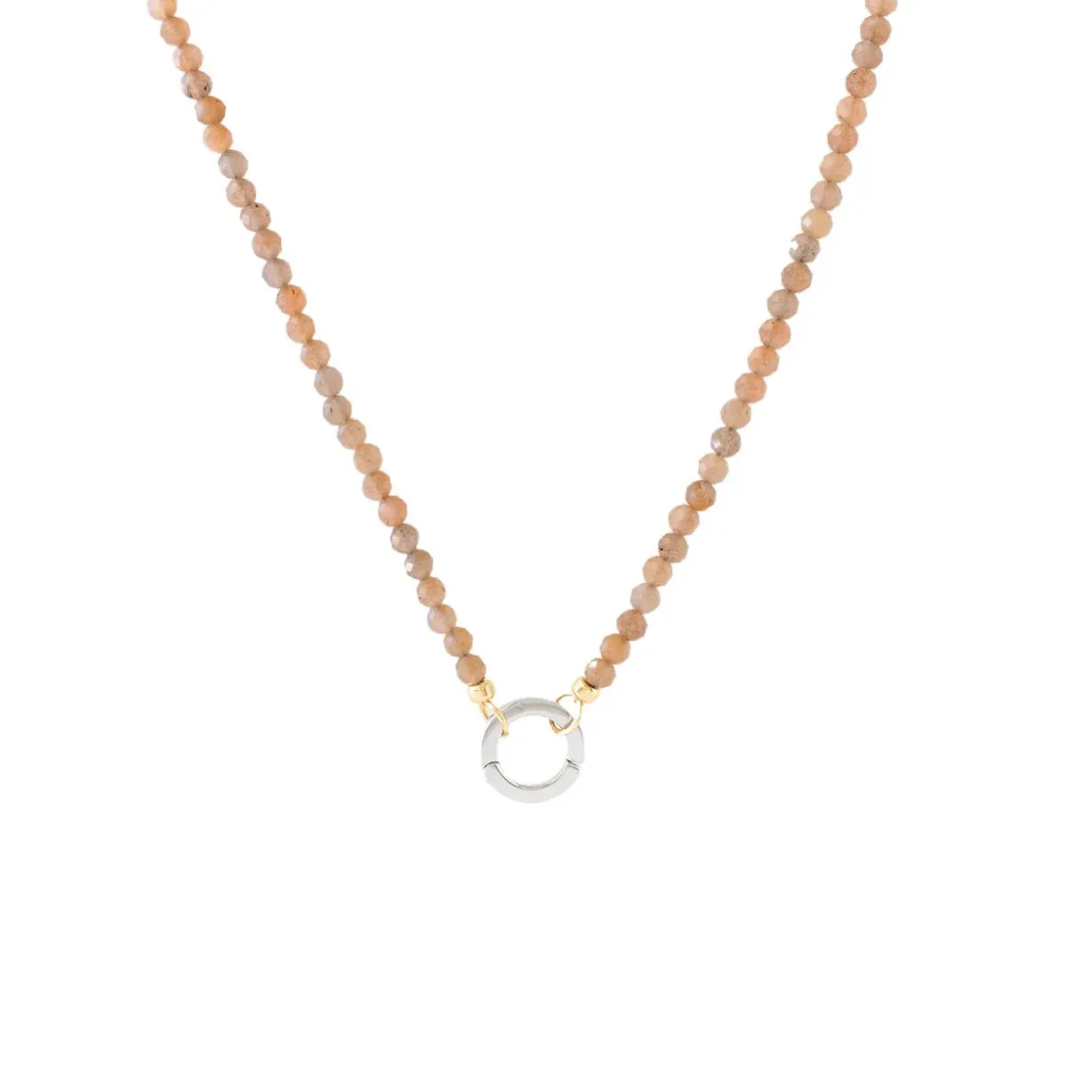 ICONIC BEADED OPEN ENDED NECKLACE - CHAI MOONSTONE & GOLD - CHOOSE CONNECTOR