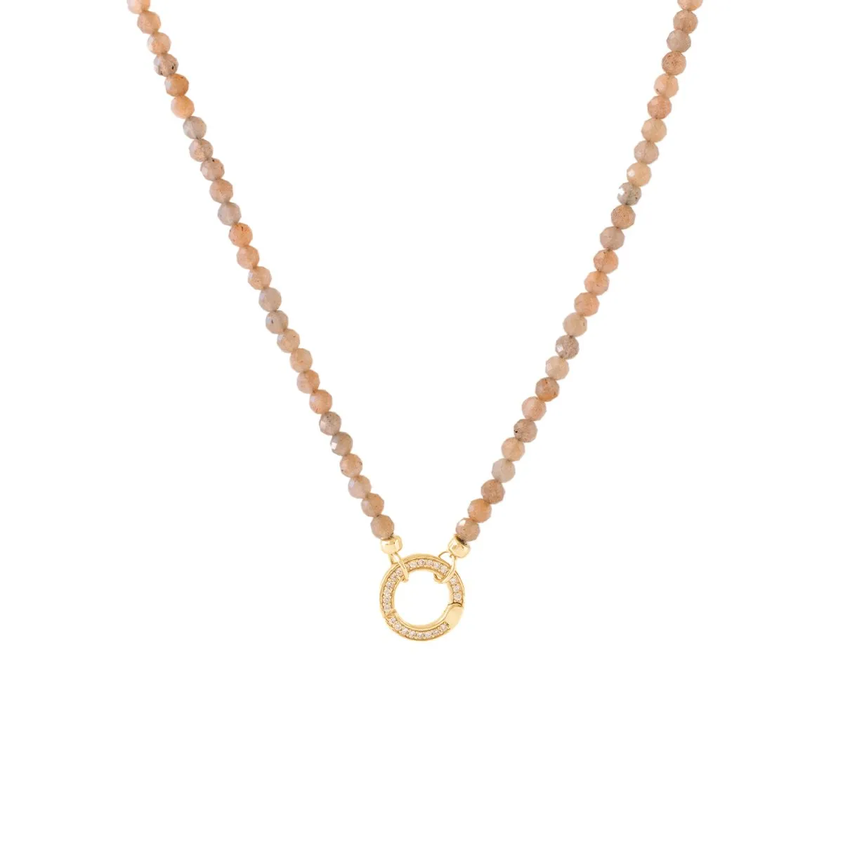 ICONIC BEADED OPEN ENDED NECKLACE - CHAI MOONSTONE & GOLD - CHOOSE CONNECTOR