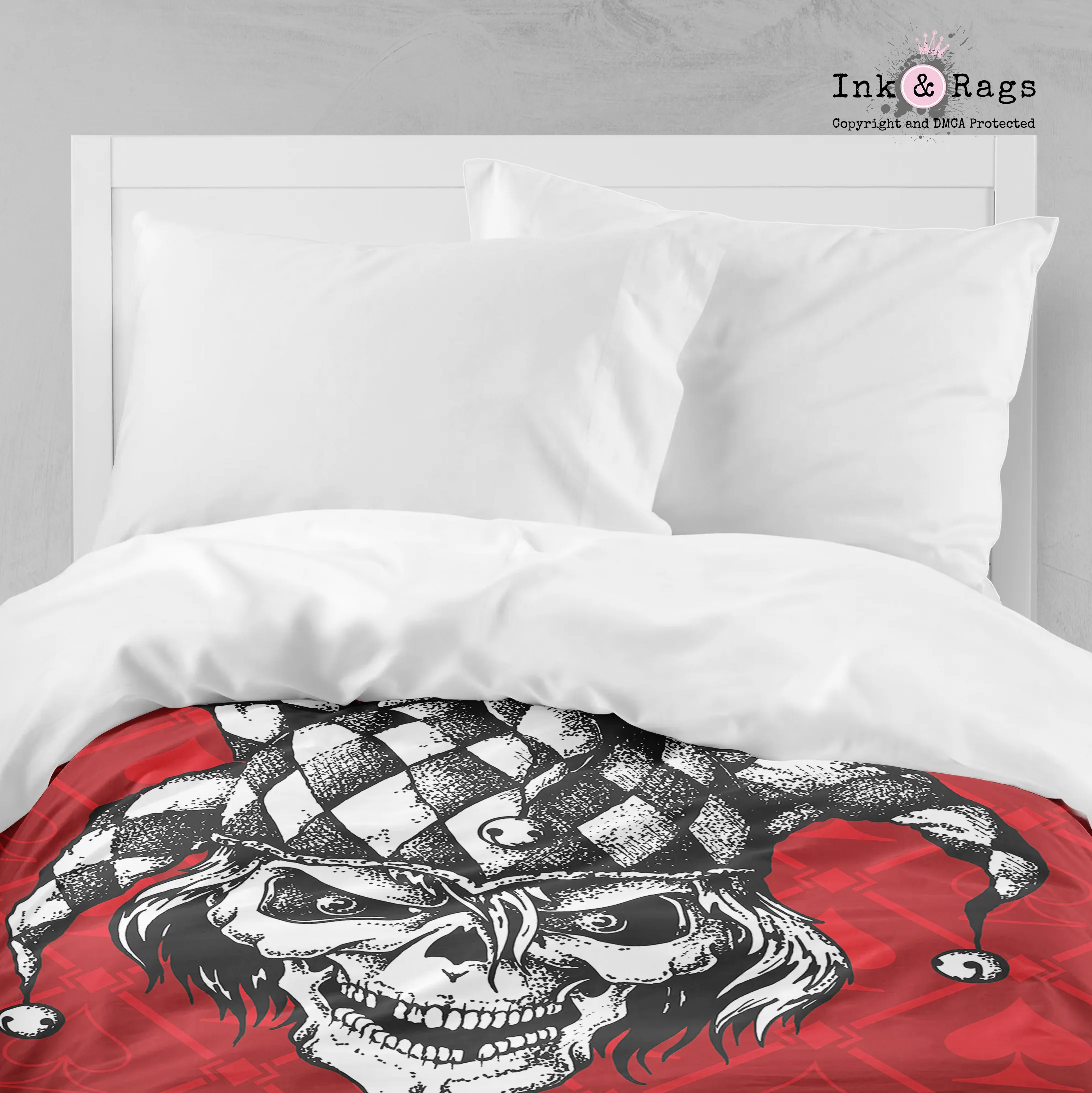 IN STOCK SAMPLE Joker Spades Skull - Twin Duvet Cover