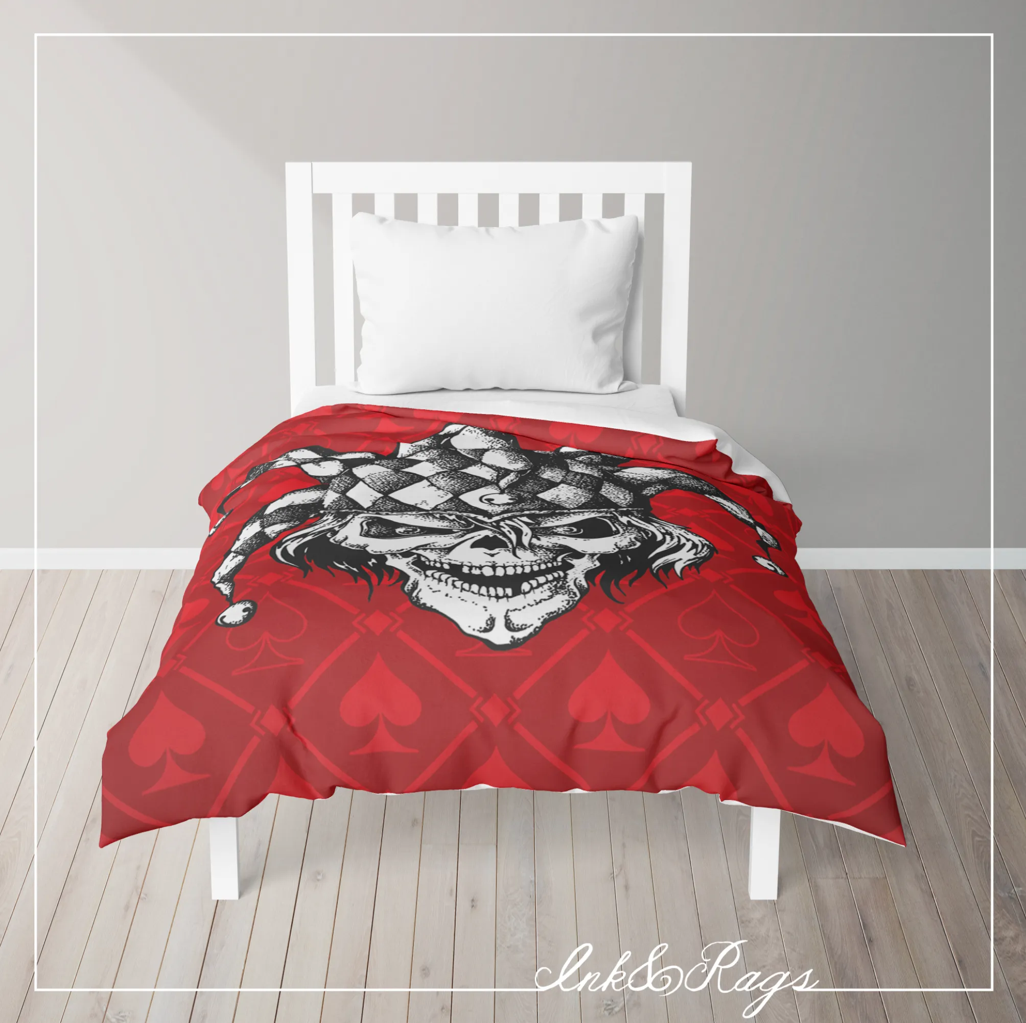 IN STOCK SAMPLE Joker Spades Skull - Twin Duvet Cover