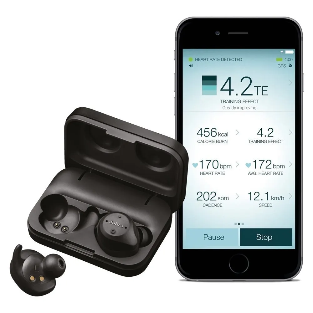 Jabra Elite Sport True Wireless Waterproof Fitness & Running Earbuds with Heart Rate and Activity Tracker - Advanced wireless connectivity and charging case - 3 Hour