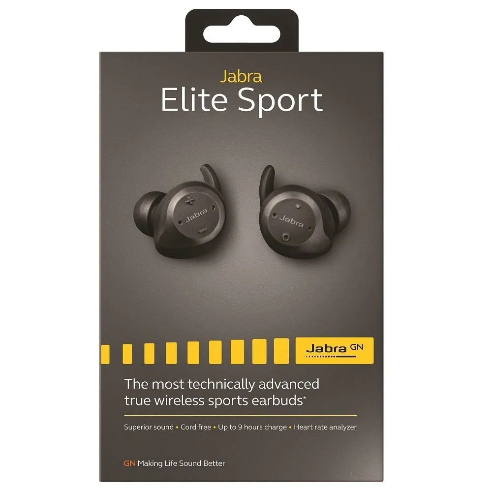 Jabra Elite Sport True Wireless Waterproof Fitness & Running Earbuds with Heart Rate and Activity Tracker - Advanced wireless connectivity and charging case - 3 Hour