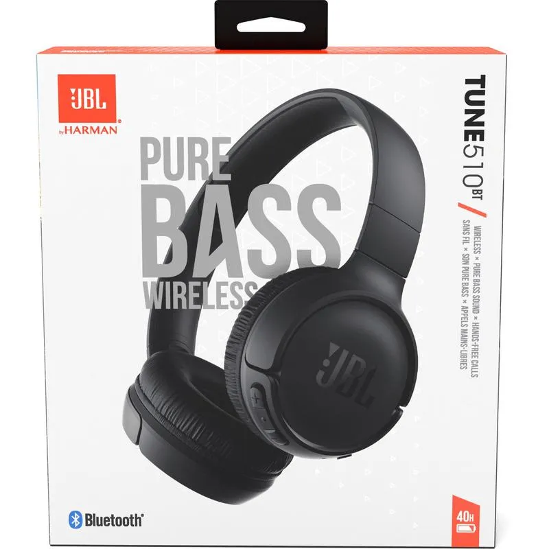 JBL Tune 510BT On-Ear Wireless Headphones Black 5084001