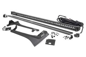 Jeep 50-inch Straight LED Light Bar Upper Windshield Kit w/ Single-Row Black Series LED - White DRL (20-22 Gladiator JT, 18-22 Wrangler JL)