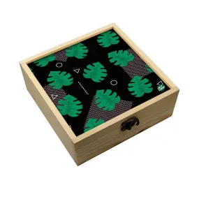 Jewellery Box Makepup Organizer -  Dark Green Monstera Hipster