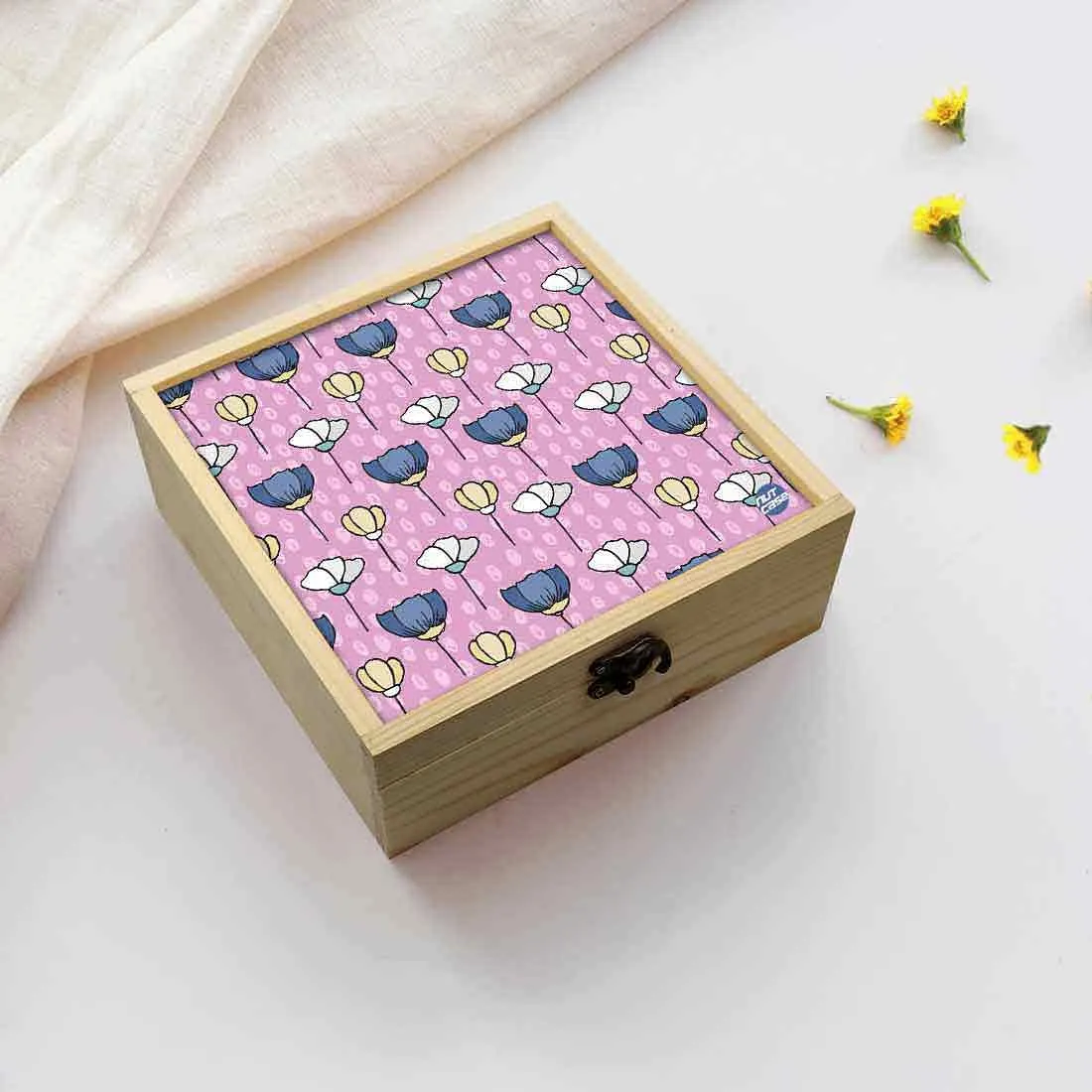 Jewellery Box Wooden Jewelry Organizer -  Pink And Purple Tulips