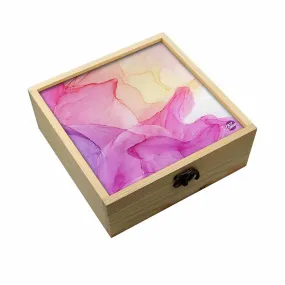 Jewellery Box Wooden Jewelry Organizer -  Pink Purple Yellow Ink Watercolor