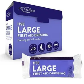 JFA Medical HSE Large Sterile First Aid Dressing Bandage & Pad 18cm x 18cm x 10