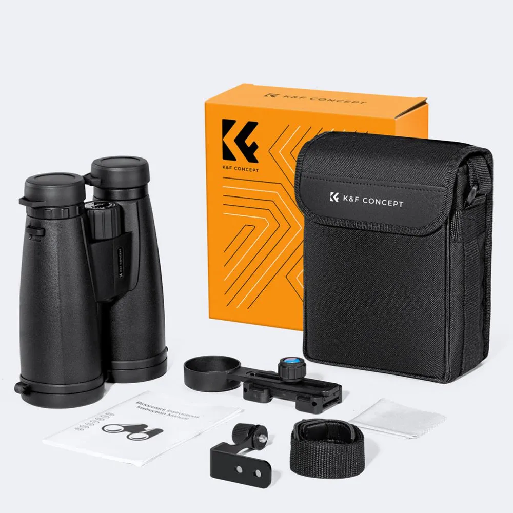 K&F Concept 12X50 Optical Zoom Professional Binocular Telescope HD BAK-4 Waterproof with Mobile Phone Clip Holder, Tripod Conversion Bracket, Multi-Layer Nano Glass Coating for Outdoor Sports and Photography | KF33-084