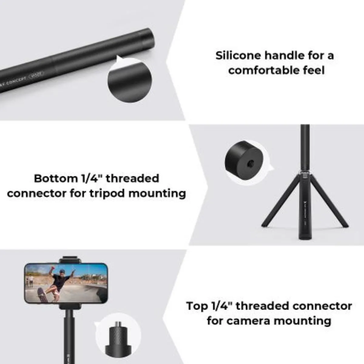 K&F Concept MS07 16m / 60 inch Adjustable Extension Pole Stick for Insta360 GoPro DJI Osmo Action Camera & Mobile Phone Holder