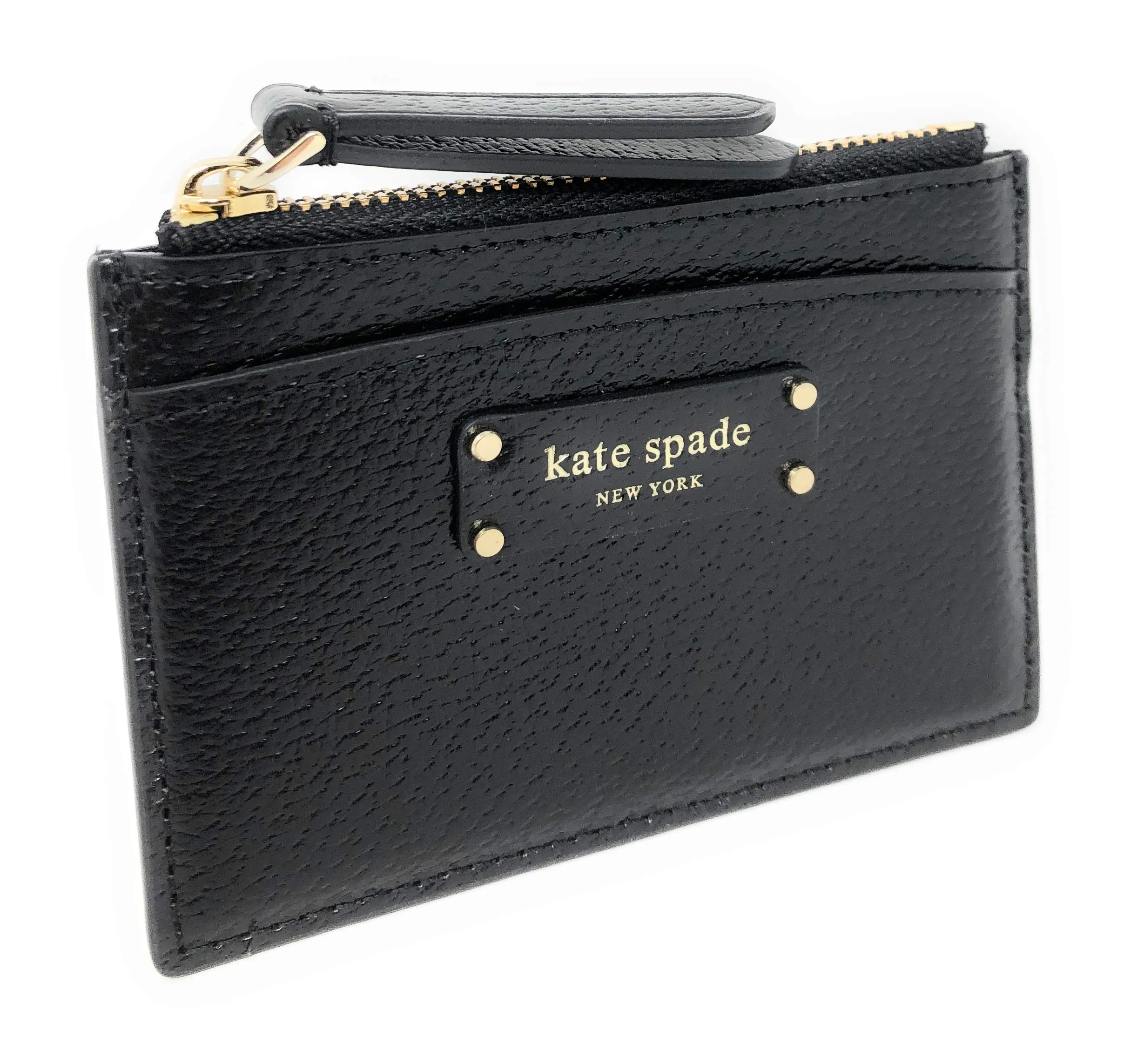 Kate Spade New York Black Small Zip Card Holder Wallet in Gift Box