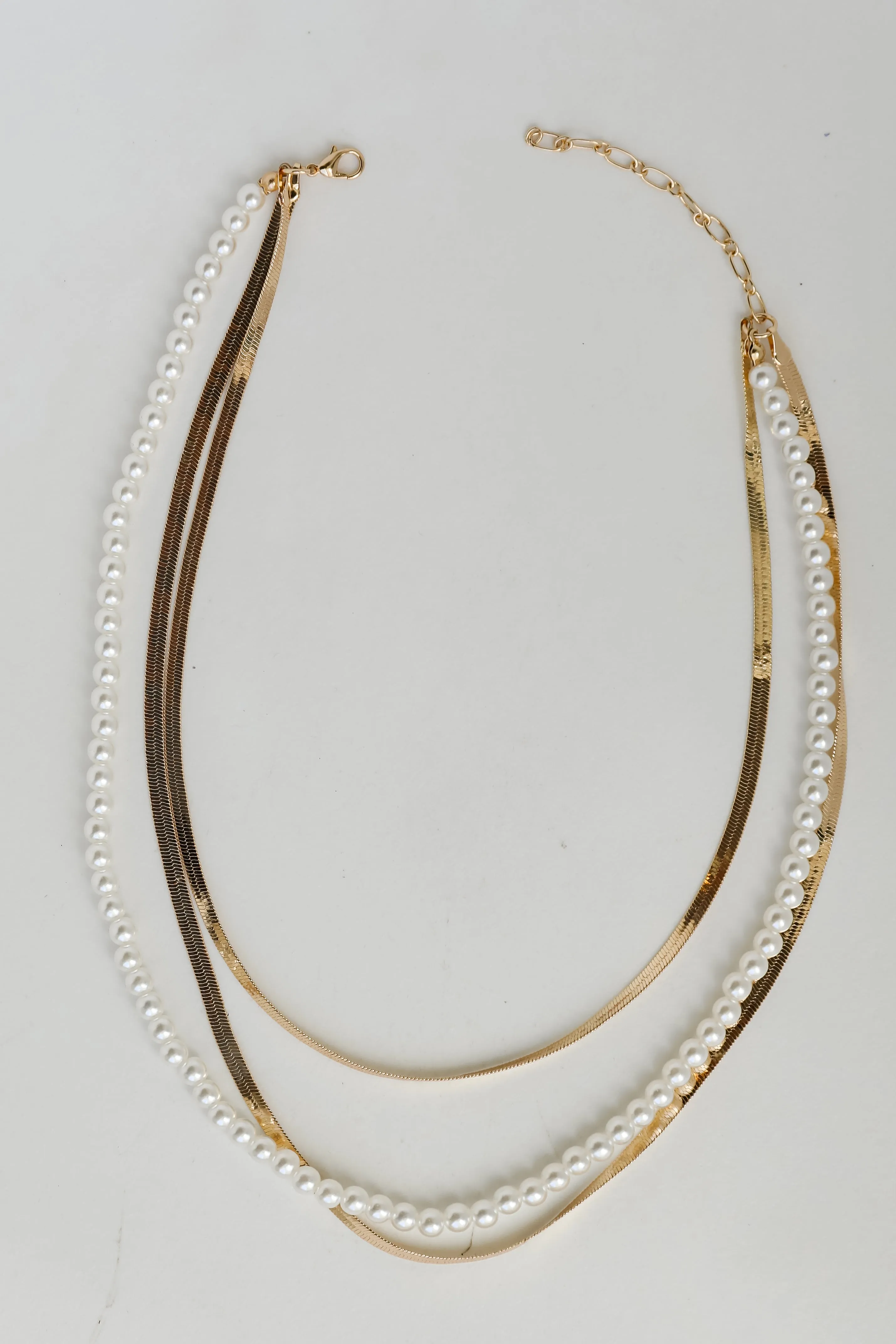 Katy Gold Pearl Layered Chain Necklace