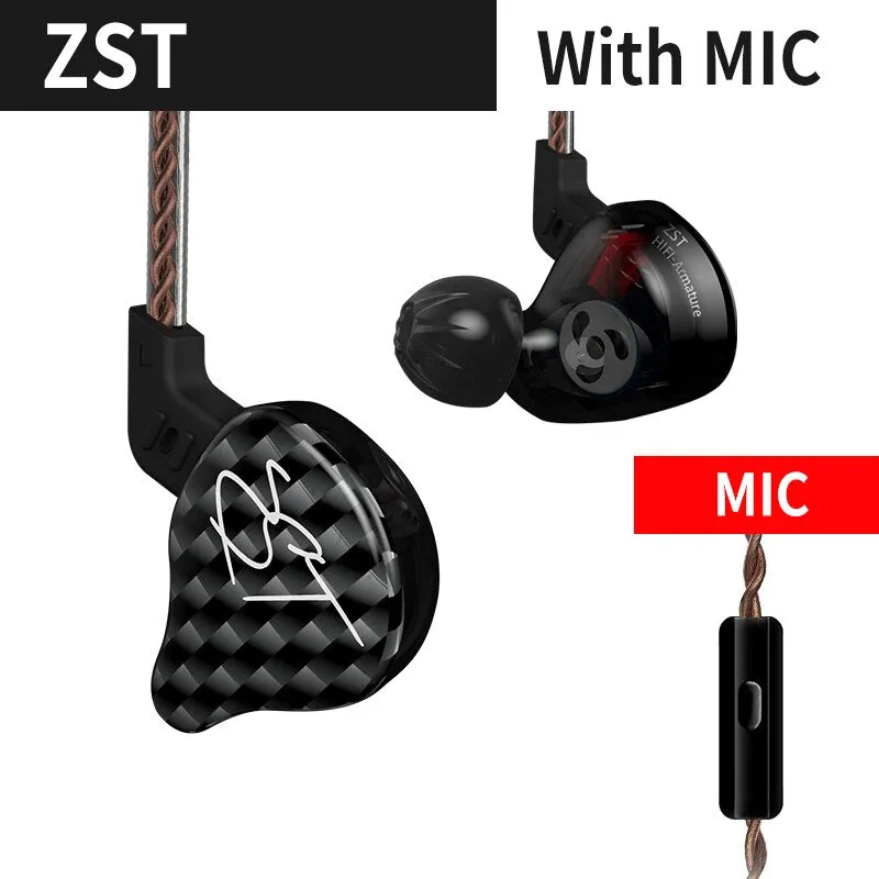 KZ ZST Hybrid Technology 1DD 1BA Earphones 3.5mm In Ear Monitors Noise Cancelling HiFi Music Sports Bass Earbuds Headset