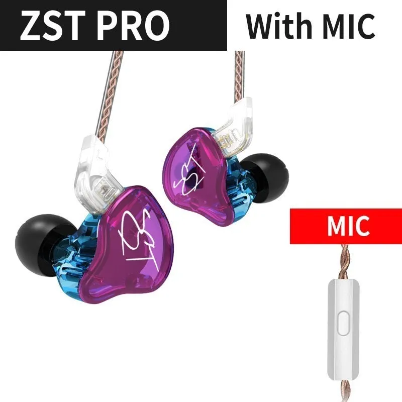 KZ ZST Hybrid Technology 1DD 1BA Earphones 3.5mm In Ear Monitors Noise Cancelling HiFi Music Sports Bass Earbuds Headset